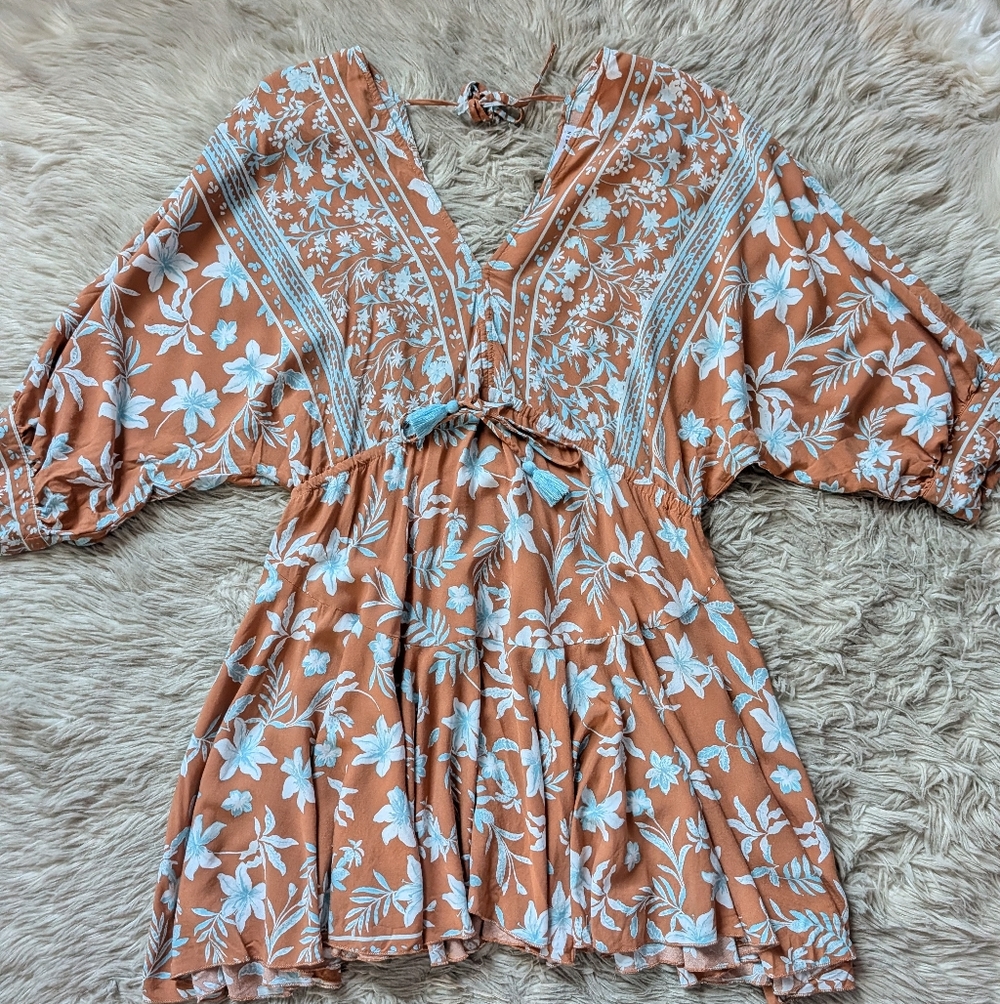 EUC Baltic Born Adria Mini Dress in Camel and Blue - Picture 5 of 16